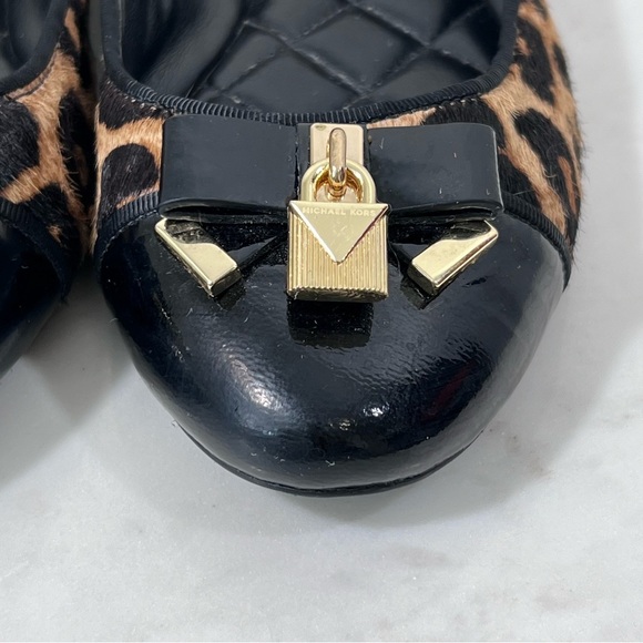 Michael Kors Animal Print Calf Hair Patent Leather Toe Ballet Flats Size 6.5 - Picture 5 of 16